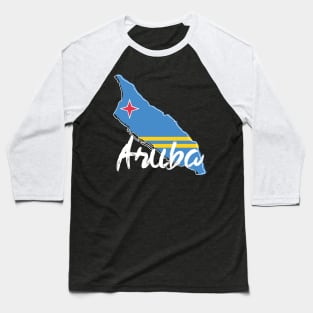 Aruba Map and Flag Baseball T-Shirt